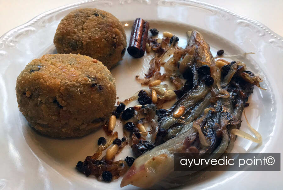 arancini al radicchio ricetta ayurvedica vegetariana per vata e pitta