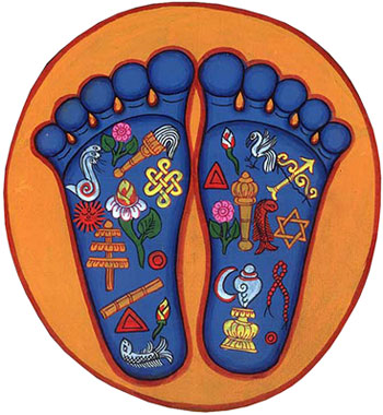 padabyanga, massaggio del piede: a diverse zone del piede corrispondono diversi organi