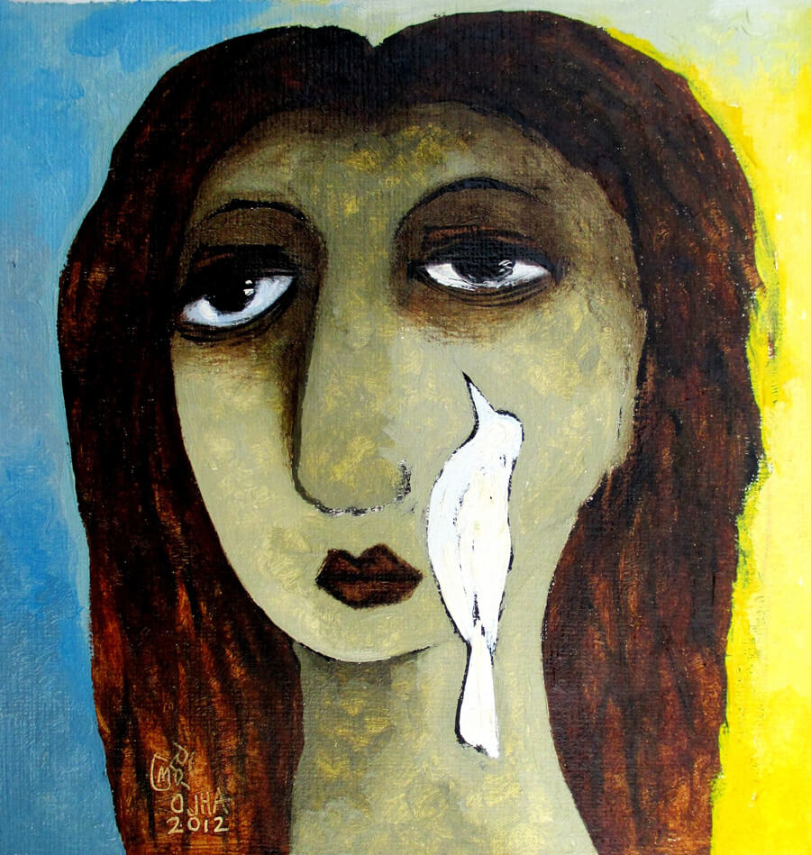 Opera dell'artista Ratnakar Ojha, qui scelta per rappresentare il concetto di Duḥkha (dolore)