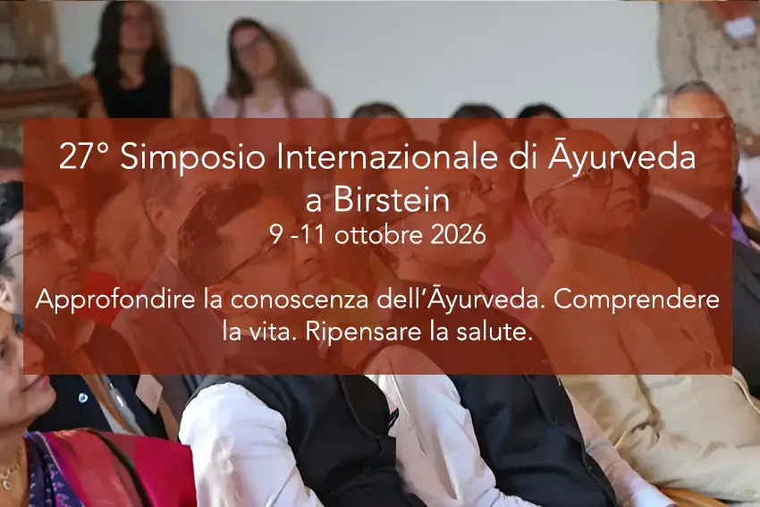Pubblico in sala durante una sessione del Simposio Internazionale di Āyurveda a Birstein