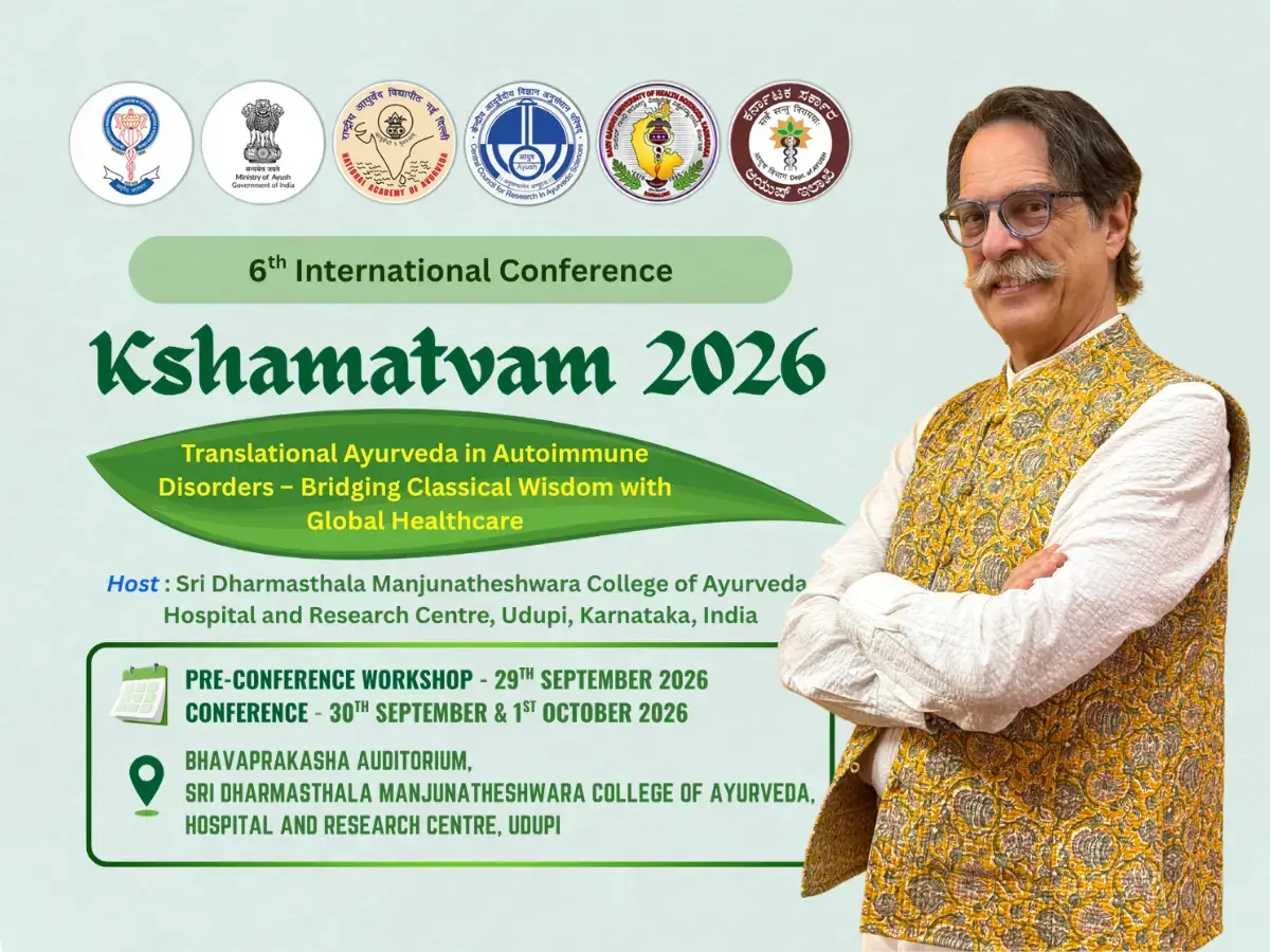Il dr. Antonio Morandi relatore alla 6ª Conferenza Internazionale Kshamatvam 2026 – Translational Ayurveda in Autoimmune Disorders, Udupi (India), 30 settembre – 1° ottobre 2026