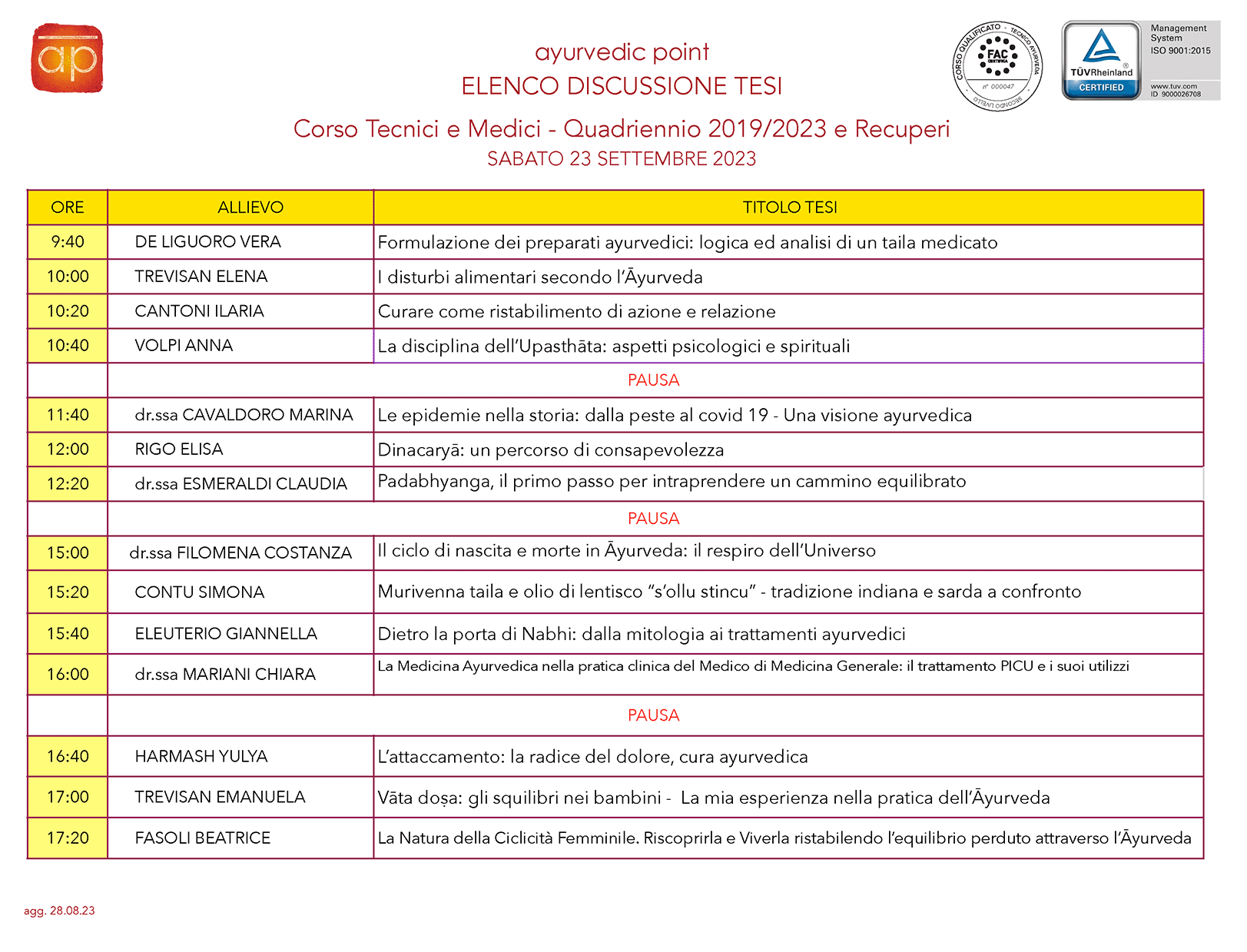Tesi sabato 23 sett 2023