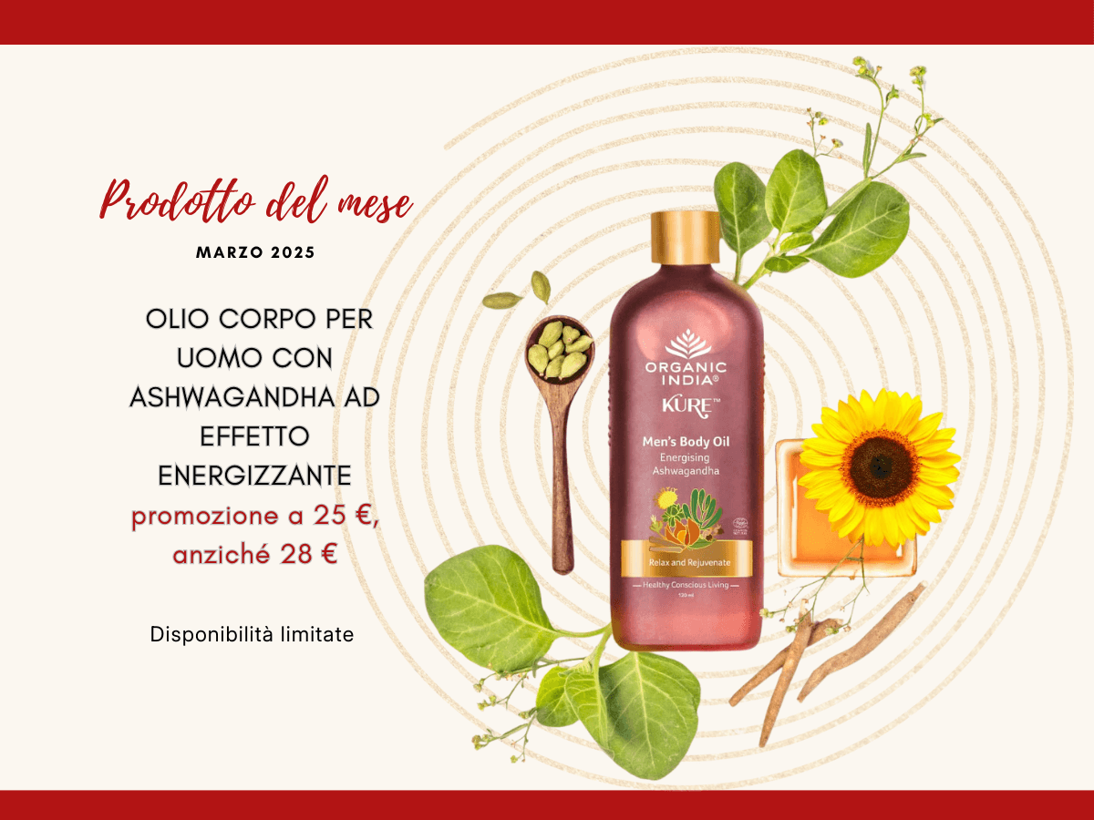 Festa del papà: prodotto del mese marzo 2025 - olio corpo uomo ashwagandha | Ayurvedic Point©